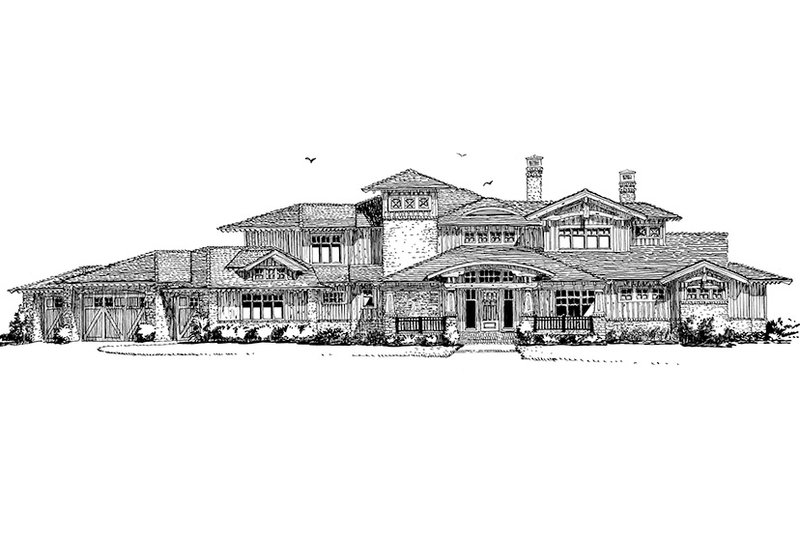 Home Plan - Exterior - Front Elevation 3 for Prairie House Plan #942-37 - 4 bed, 4.5 bath