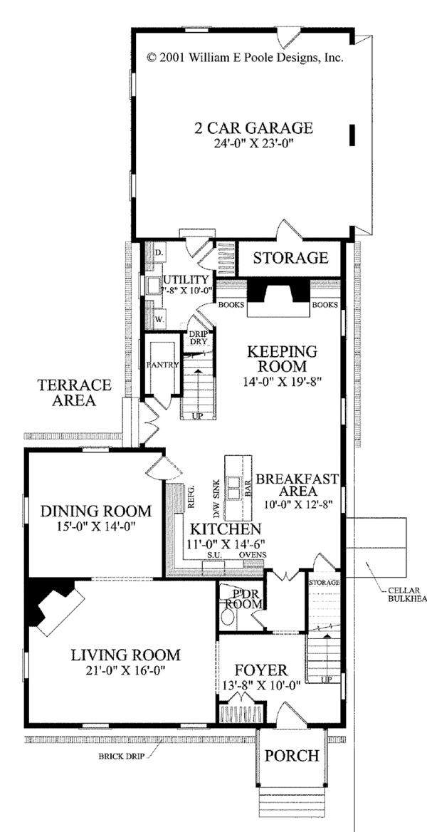 Architectural House Design - Colonial Floor Plan - Main Floor Plan #137-346