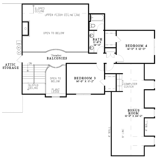 Home Plan - Craftsman Floor Plan - Upper Floor Plan #17-3045