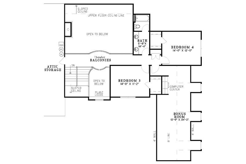 Home Plan - Floor Plan - Upper Floor for Craftsman House Plan #17-3045 - 4 bed, 0 bath