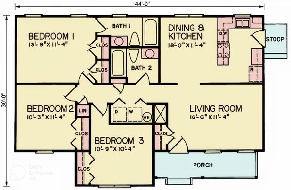 House Blueprint - Ranch Floor Plan - Main Floor Plan #54-663