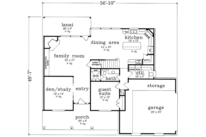 Dream House Plan - Floor Plan - Main Floor for Country House Plan #973-2 - 4 bed, 3 bath