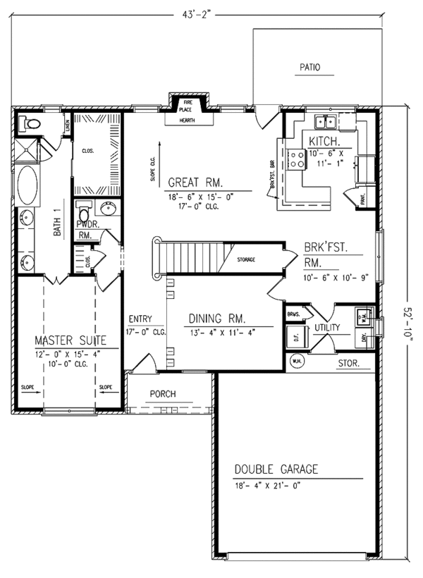 House Plan Design - Country Floor Plan - Main Floor Plan #42-633