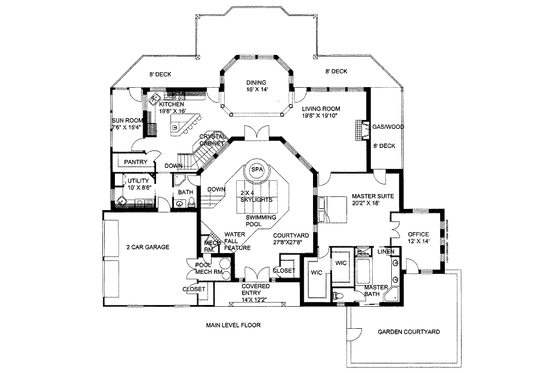 Floor Plan - Main Floor for Bungalow House Plan #117-610 - 2 bed, 2.5 bath