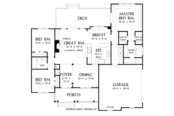 Floor Plan - Main Floor for Cottage House Plan #929-433 - 3 bed, 2 bath
