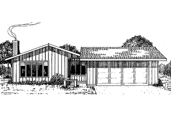 Exterior - Front Elevation 3 for Contemporary House Plan #60-767 - 3 bed, 2 bath