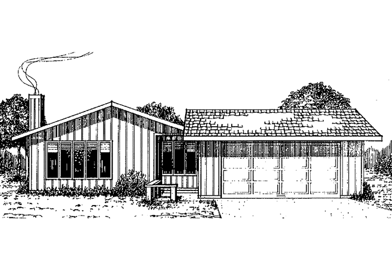 House Blueprint - Exterior - Front Elevation 3 for Contemporary House Plan #60-767 - 3 bed, 2 bath