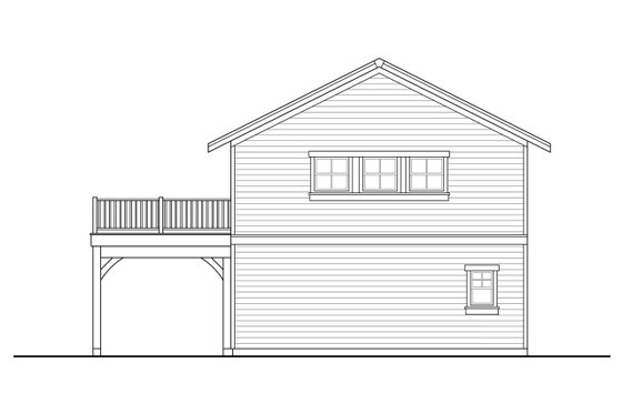 Exterior - Rear Elevation for Craftsman House Plan #124-1133, 2 bath