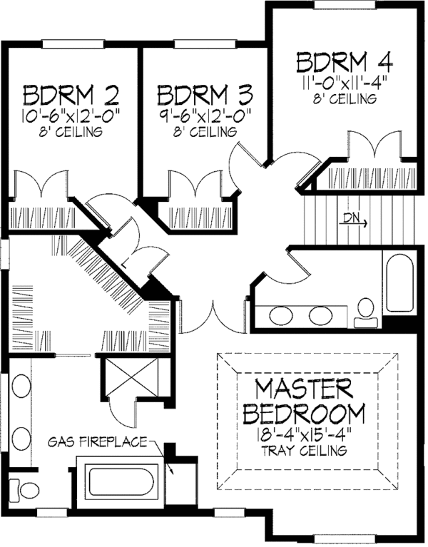 House Blueprint - Traditional Floor Plan - Upper Floor Plan #51-915