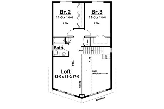 Floor Plan - Upper Floor for Country House Plan #126-223 - 3 bed, 2 bath