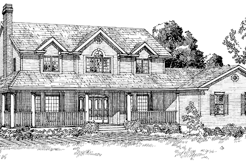 House Blueprint - Country Exterior - Front Elevation Plan #47-772