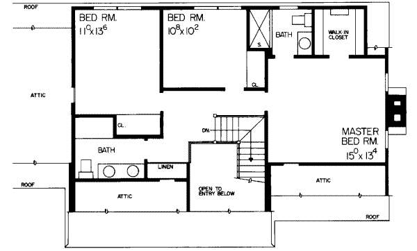 House Design - Colonial Floor Plan - Upper Floor Plan #72-442