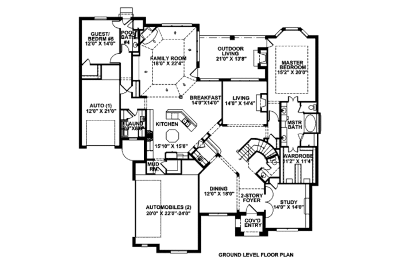 European Style House Plan - 5 Beds 4.5 Baths 4646 Sq/Ft Plan #141-303 ...