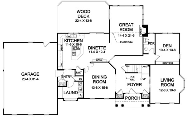House Design - Traditional Floor Plan - Main Floor Plan #328-320