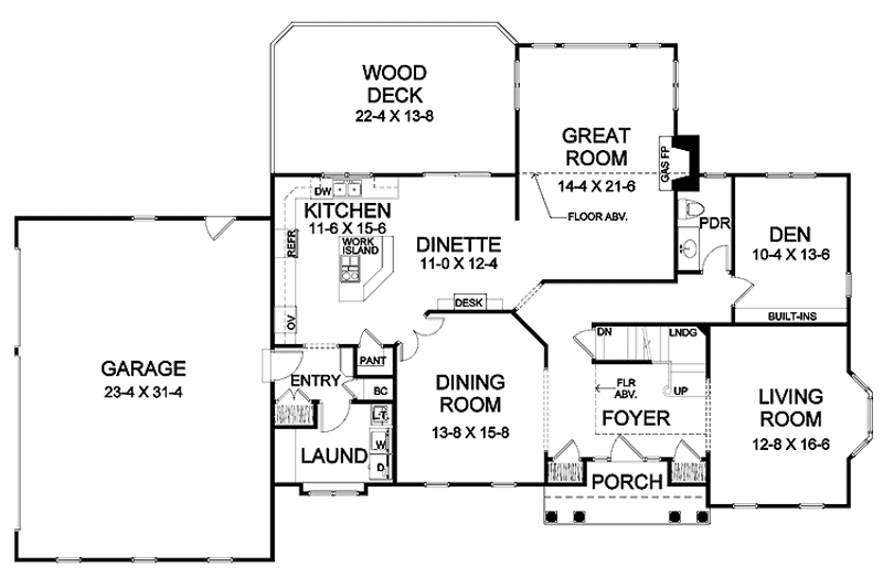 Home Plan - Floor Plan - Main Floor for Traditional House Plan #328-320 - 4 bed, 3.5 bath