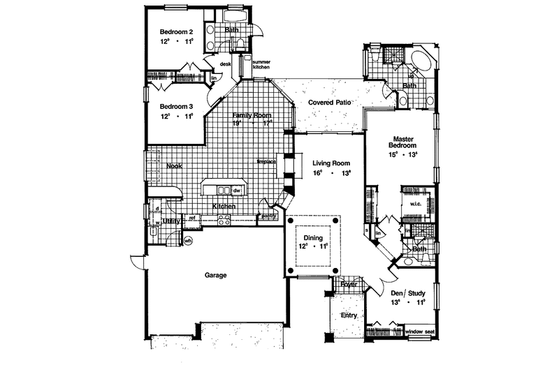 Architectural House Design - Floor Plan - Main Floor for Mediterranean House Plan #417-520 - 4 bed, 3 bath