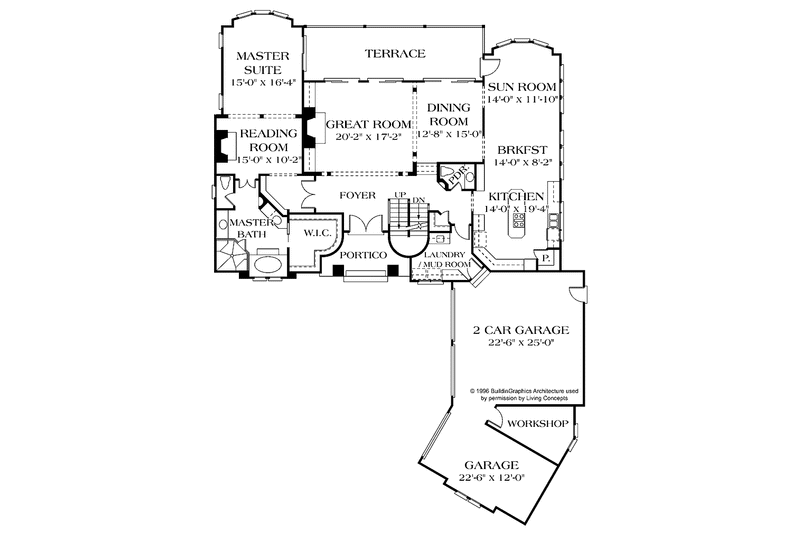 Home Plan - Floor Plan - Main Floor for Mediterranean House Plan #453-406 - 4 bed, 4.5 bath