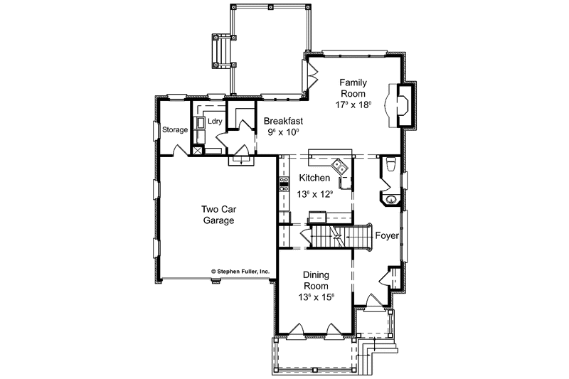 Home Plan - Floor Plan - Main Floor for Colonial House Plan #429-296 - 3 bed, 2.5 bath