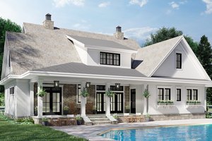 Exterior - Rear Elevation 1 for Farmhouse House Plan #51-1162 - 4 bed, 3.5 bath