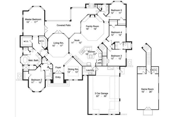Floor Plan - Main Floor for European House Plan #417-380 - 5 bed, 4 bath