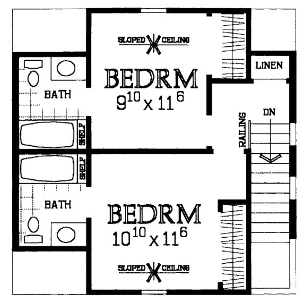 Architectural House Design - Country Floor Plan - Upper Floor Plan #72-1025