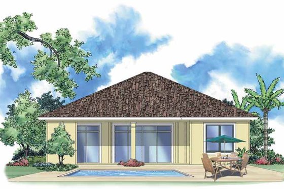 Exterior - Rear Elevation for Mediterranean House Plan #930-391 - 2 bed, 2 bath