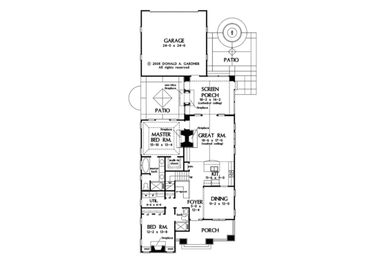 Floor Plan - Main Floor for Craftsman House Plan #929-847 - 2 bed, 2 bath