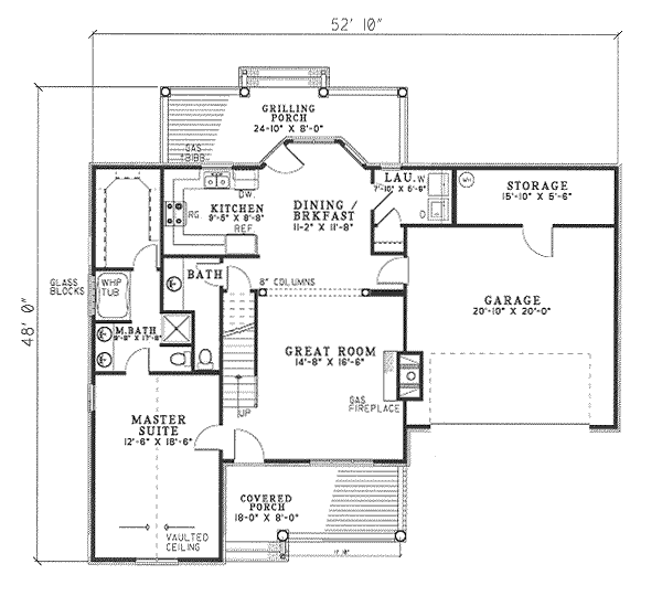 Colonial Floor Plan - Main Floor Plan #17-599