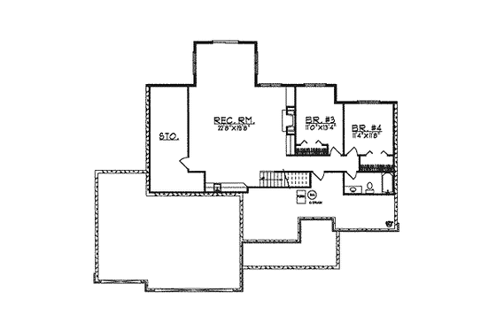 Floor Plan - Lower Floor for Traditional House Plan #70-311 - 2 bed, 2 bath