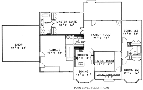 House Blueprint - Ranch Floor Plan - Main Floor Plan #117-192