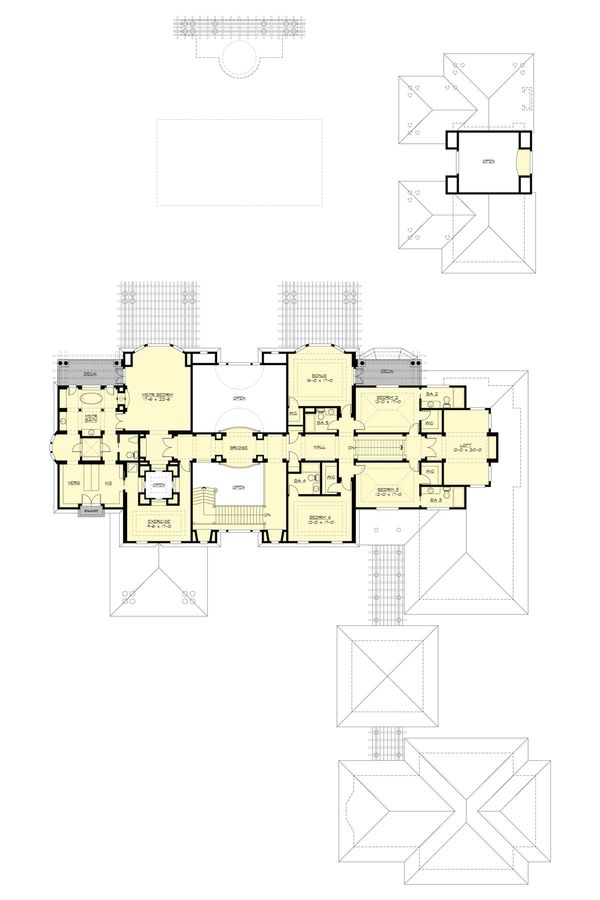 Traditional Floor Plan - Upper Floor Plan #132-217