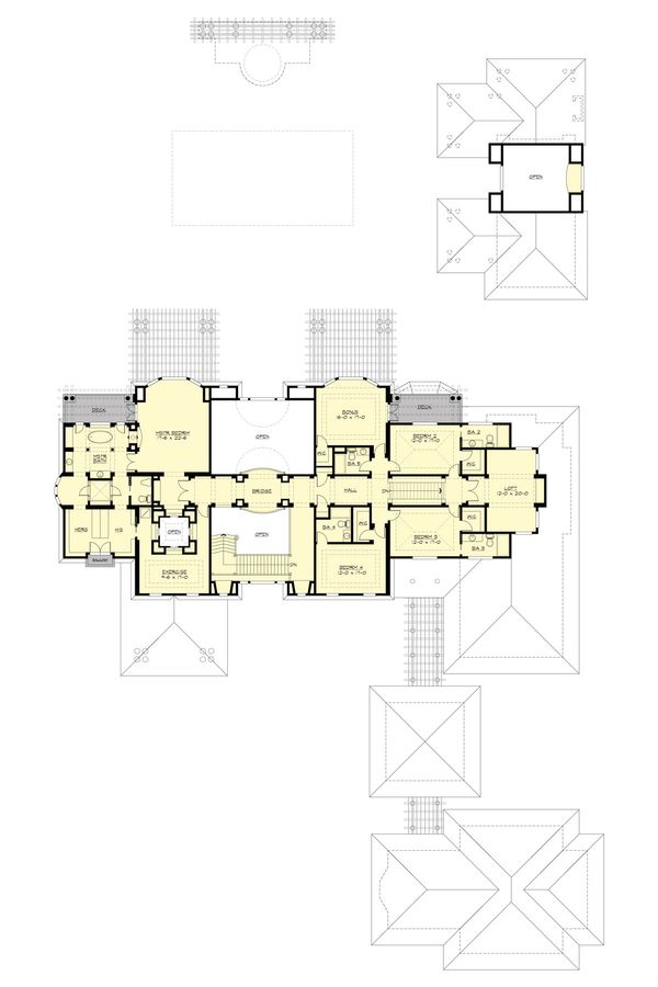 Traditional Floor Plan - Upper Floor Plan #132-217