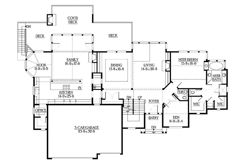 House Plan Design - Floor Plan - Main Floor for Craftsman House Plan #132-275 - 4 bed, 4.5 bath
