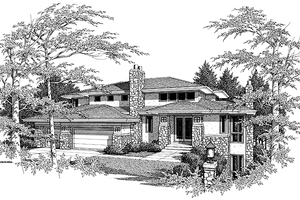 Exterior - Front Elevation 6 for Prairie House Plan #48-747 - 4 bed, 3.5 bath