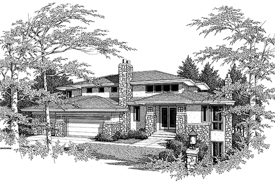 Exterior - Front Elevation 6 for Prairie House Plan #48-747 - 4 bed, 3.5 bath