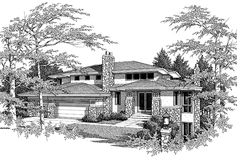 Home Plan - Exterior - Front Elevation 6 for Prairie House Plan #48-747 - 4 bed, 3.5 bath
