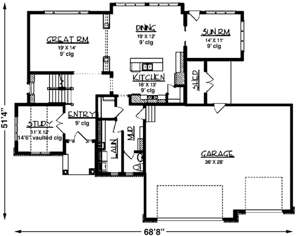 Architectural House Design - Prairie Floor Plan - Main Floor Plan #320-1489