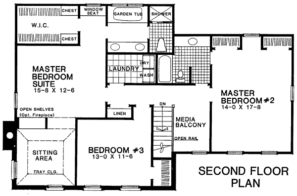 Colonial Floor Plan - Upper Floor Plan #322-114