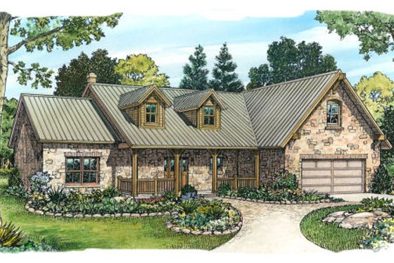 Exterior - Front Elevation for Ranch House Plan #140-103 - 3 bed, 3 bath