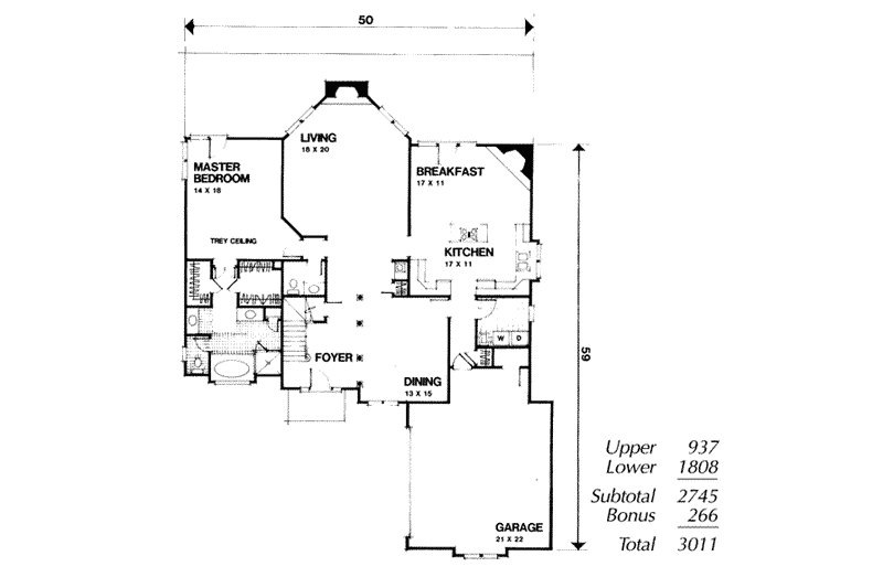 House Plan Design - Floor Plan - Main Floor for European House Plan #56-201 - 3 bed, 2.5 bath