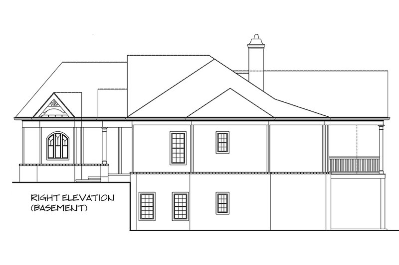 Architectural House Design - Right Side Elevation With Optional Basement 
