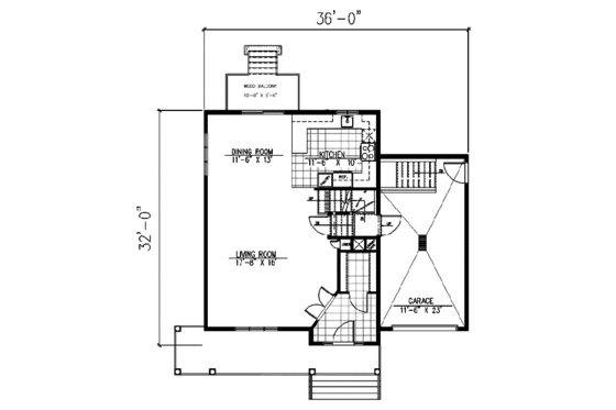 Floor Plan - Main Floor for Country House Plan #138-255 - 3 bed, 1 bath