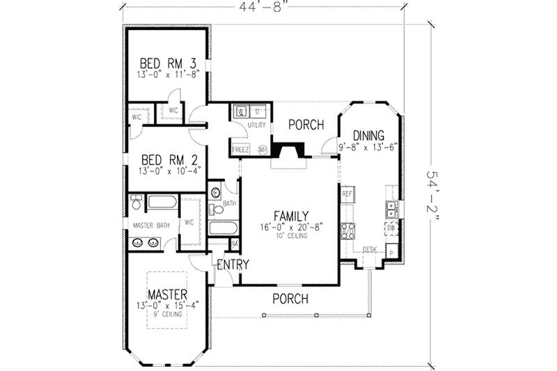 Home Plan - Floor Plan - Main Floor for Country House Plan #410-224 - 3 bed, 2 bath