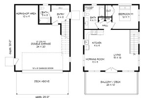Floor Plan - Main Floor for Modern House Plan #932-38 - 1 bed, 2 bath