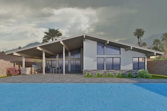 Exterior - Rear Elevation for Contemporary House Plan #489-6 - 4 bed, 2.5 bath