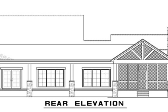Exterior - Rear Elevation for Country House Plan #923-49 - 3 bed, 3 bath