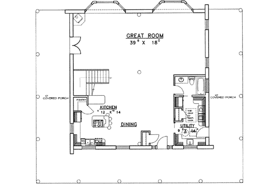 Floor Plan - Main Floor for Log House Plan #117-407 - 3 bed, 3 bath