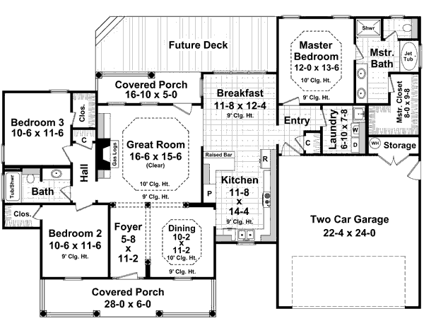 House Plan Design - Ranch Floor Plan - Main Floor Plan #21-288