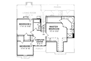 Floor Plan - Upper Floor for Country House Plan #20-328 - 3 bed, 2.5 bath
