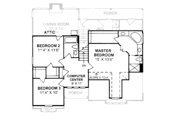 Floor Plan - Upper Floor for Country House Plan #20-328 - 3 bed, 2.5 bath